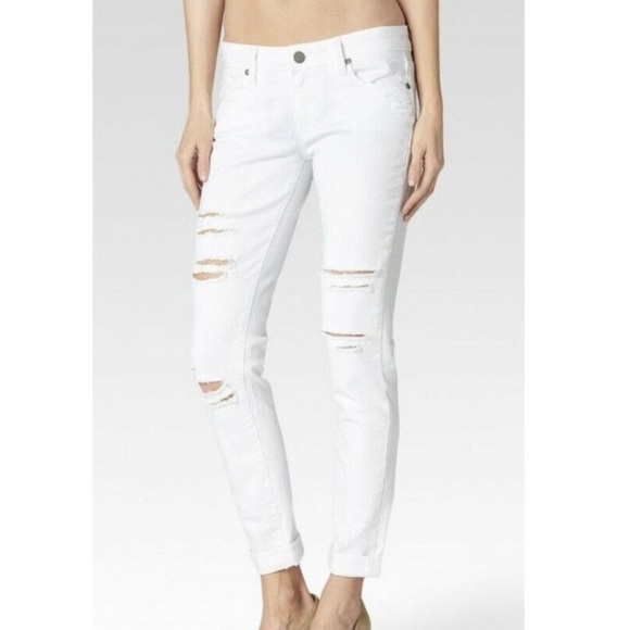 PAIGE Jimmy Jimmy White Distressed Skinny Jeans 25 - Picture 1 of 16